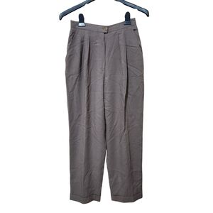 Vintage Jones New York Wool Trousers Pleated High-Waisted Petite 6P Brown/Green